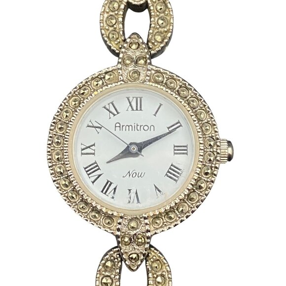 Armitron Now Womens Watch Marcasite Look Bracelet Silver-Tone New Battery Works - Picture 1 of 11